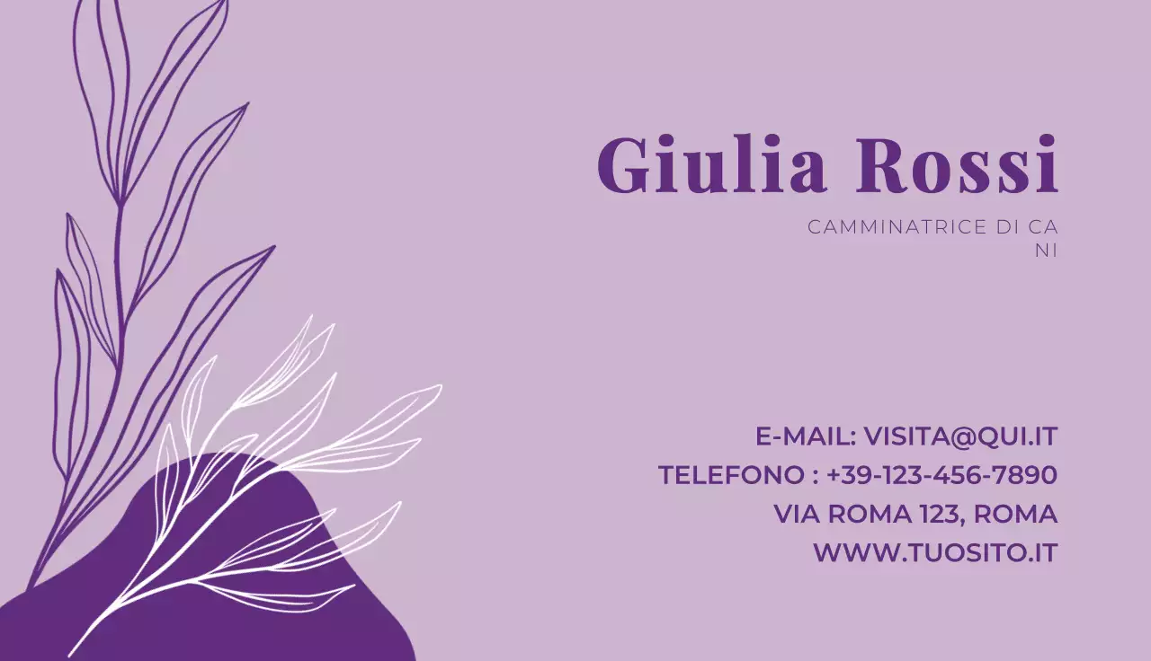 biglietto da visita elegante viola