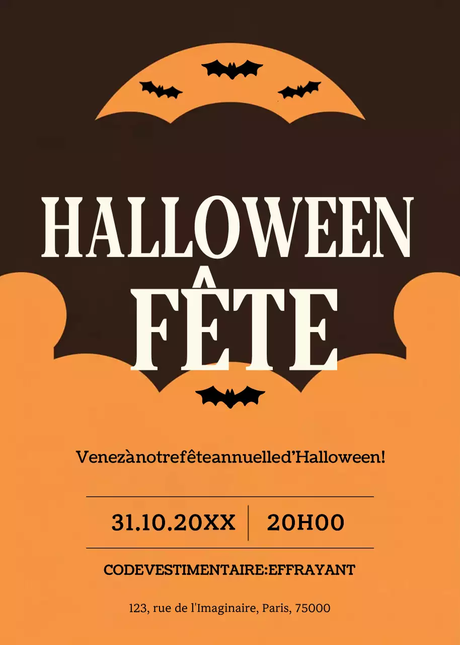 invitation rétro orange pour Halloween