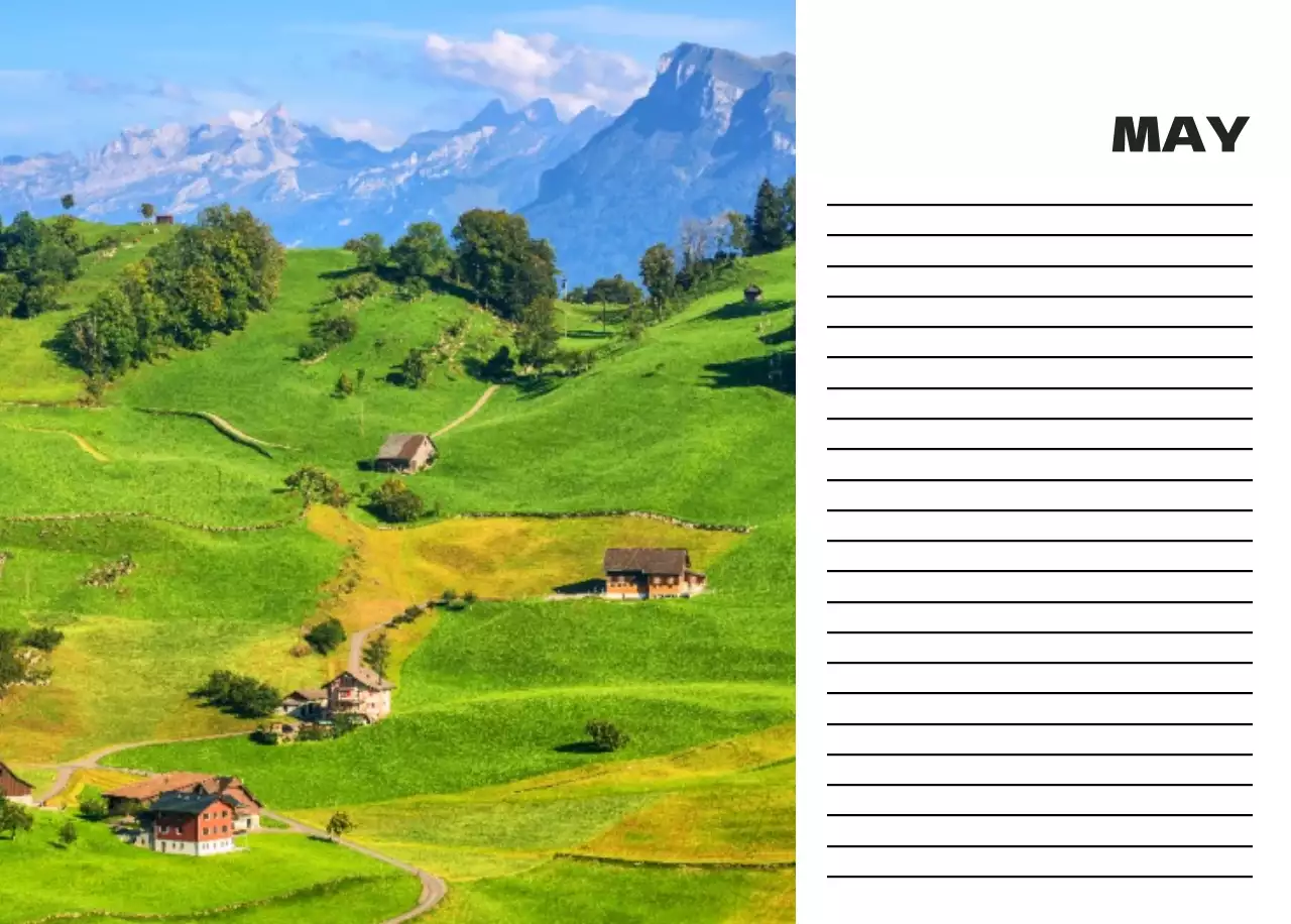 Sky photo clean calendar