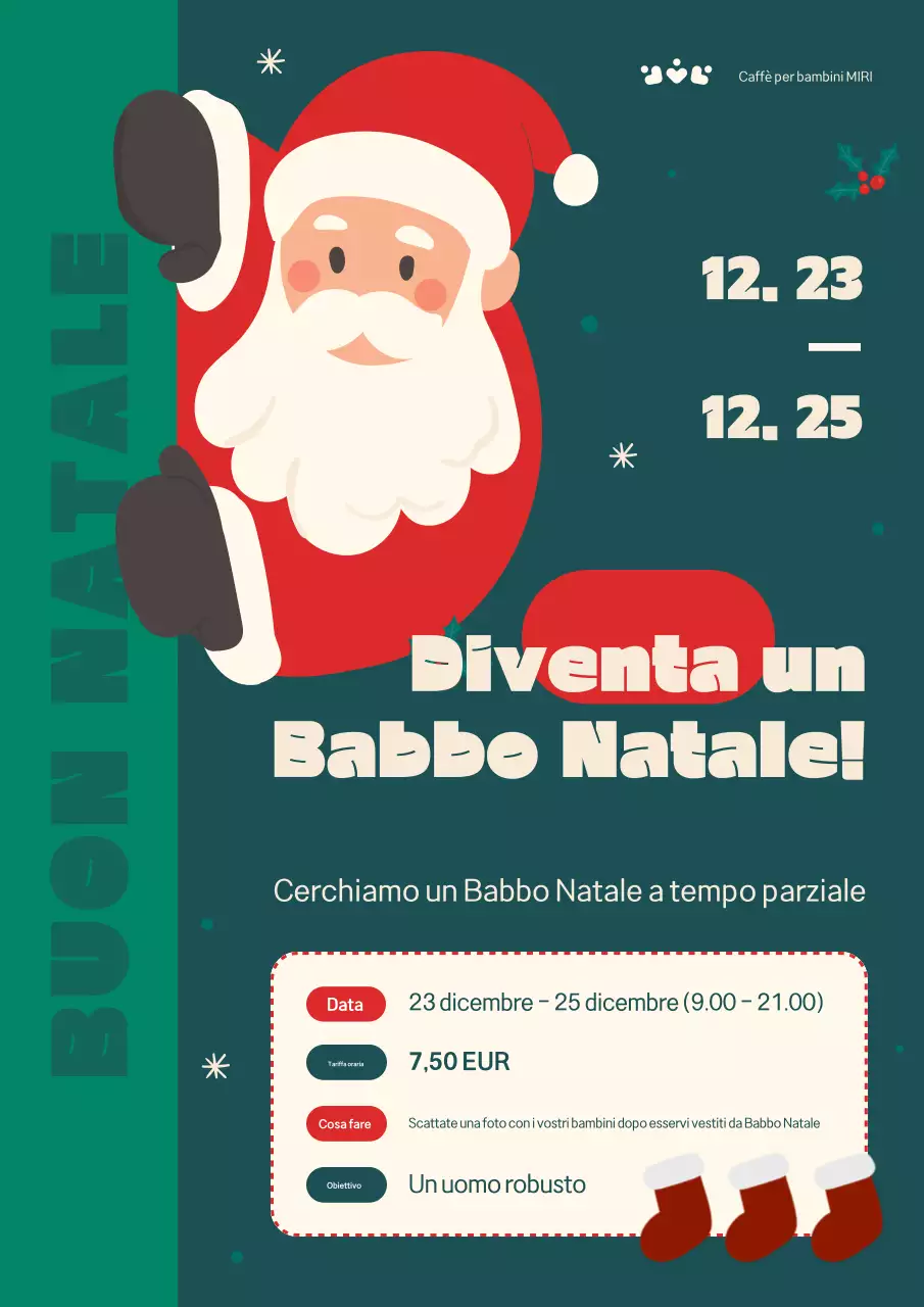 Annunci di lavoro part-time natalizi d'epoca in rosso e verde