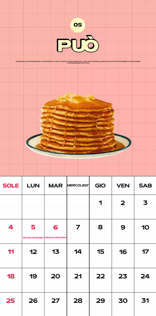 Calendari colorati con una varietà di illustrazioni retrò