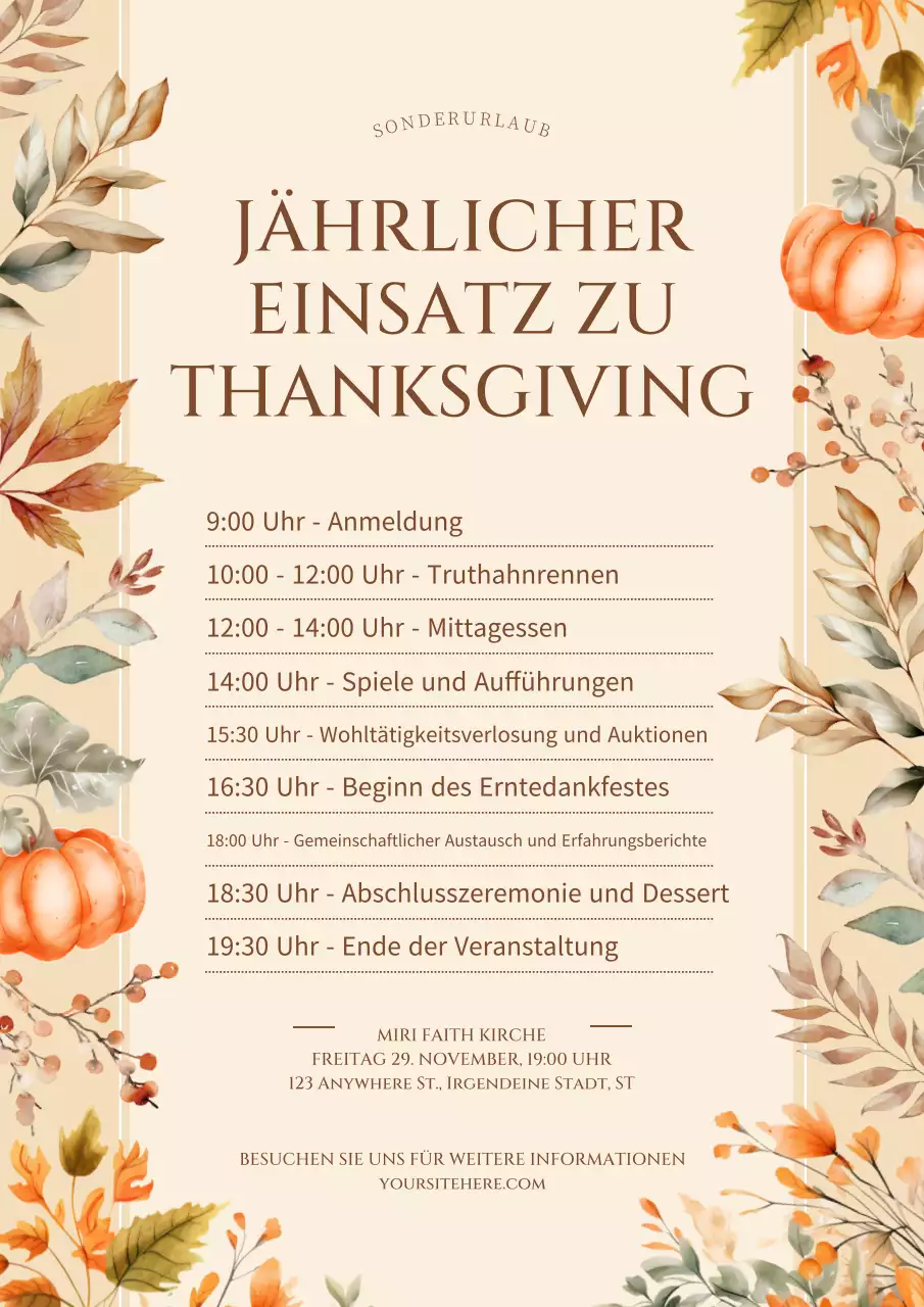 beige elegante Thanksgiving-Ankündigung