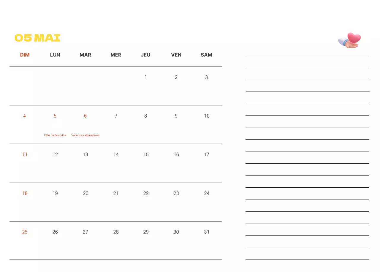 Un hôpital festif avec des illustrations sur le thème de la santé et de la famille et des accents colorés.