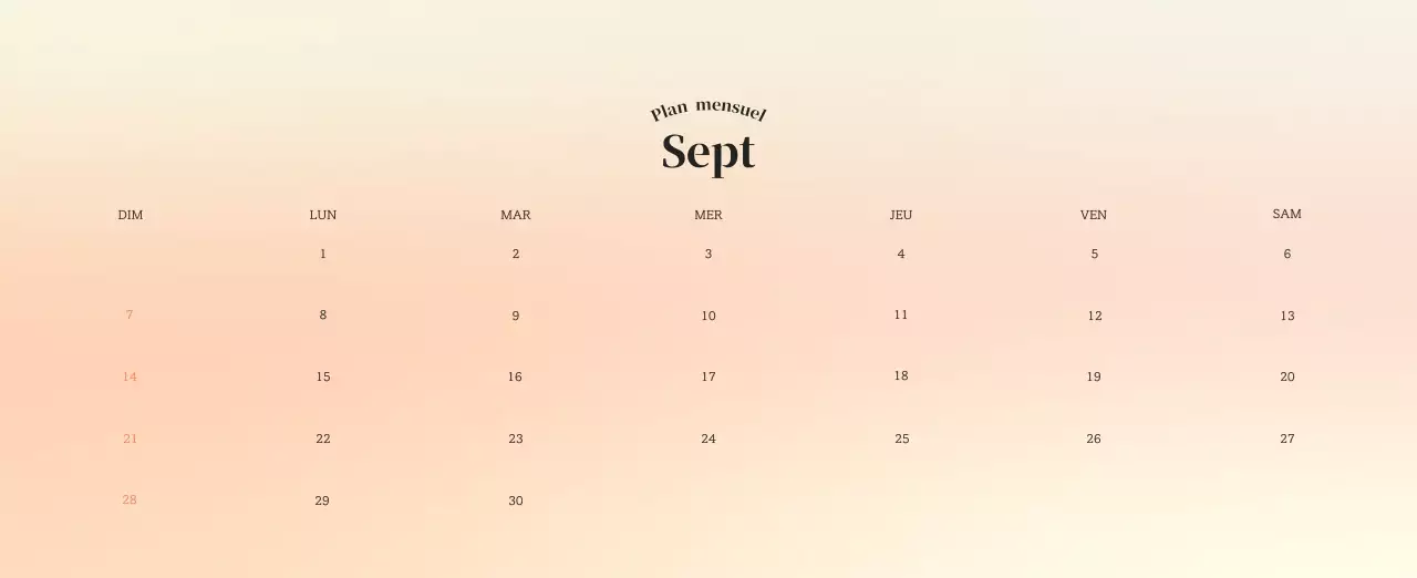 Calendrier minimaliste dégradé