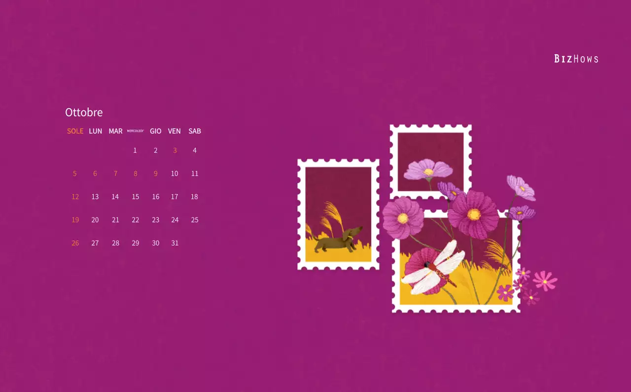 Calendario di Capodanno con una calda illustrazione