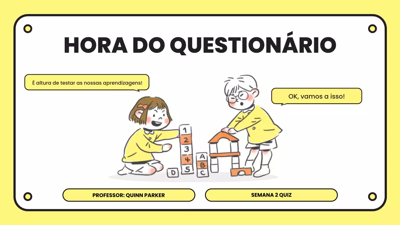 apresentação simples de um questionário amarelo