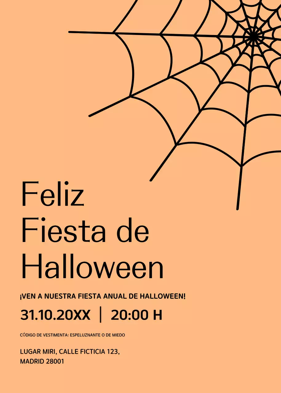 Invitación fiesta Halloween naranja negro