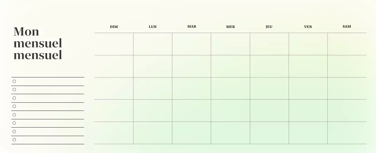 Calendrier minimaliste dégradé