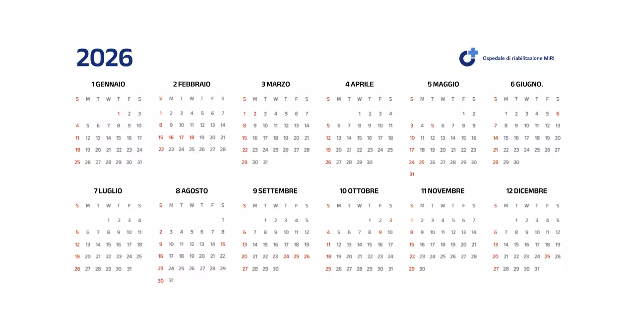 Calendario semplice con illustrazioni blu e pulite