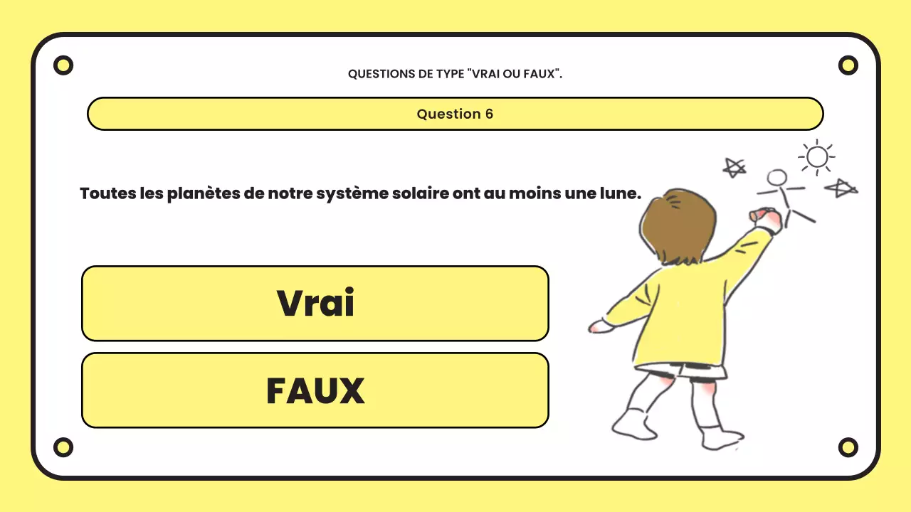 présentation d'un quiz simple en jaune