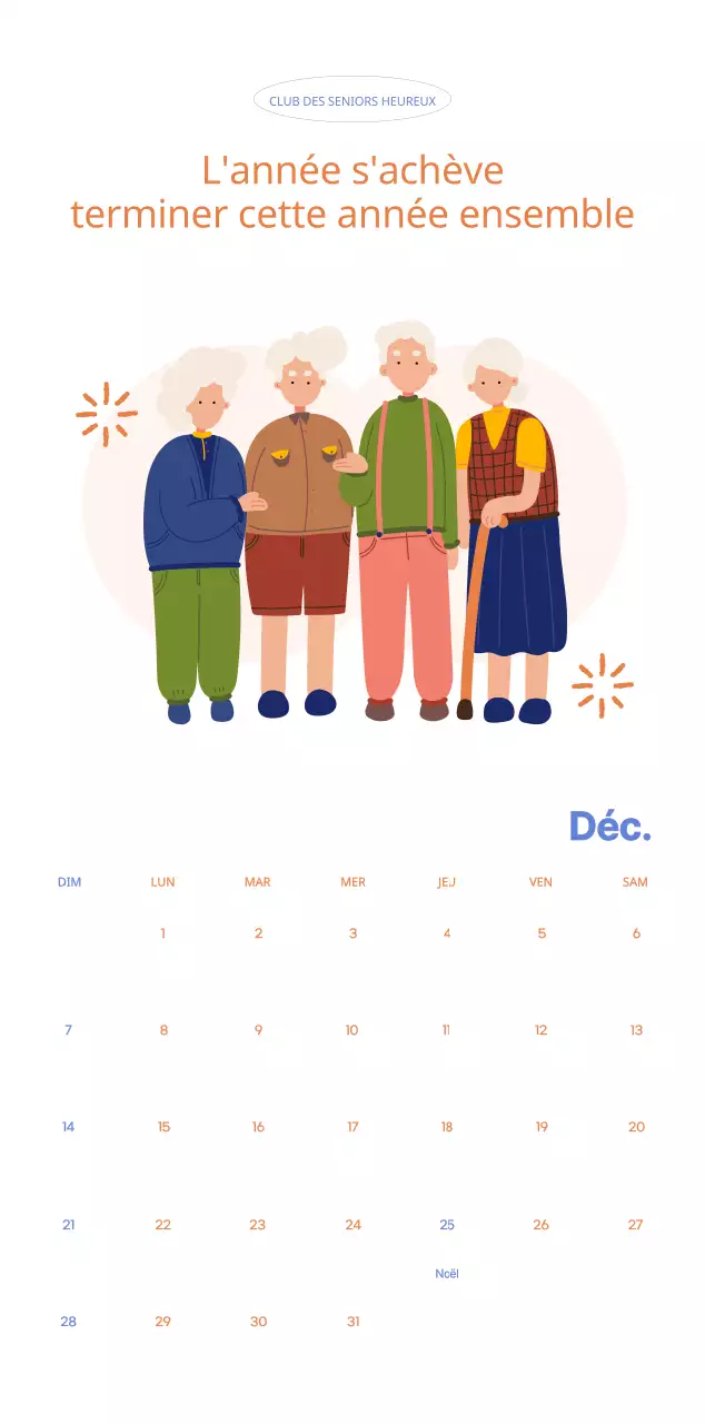Calendrier d'entreprise avec de jolies illustrations