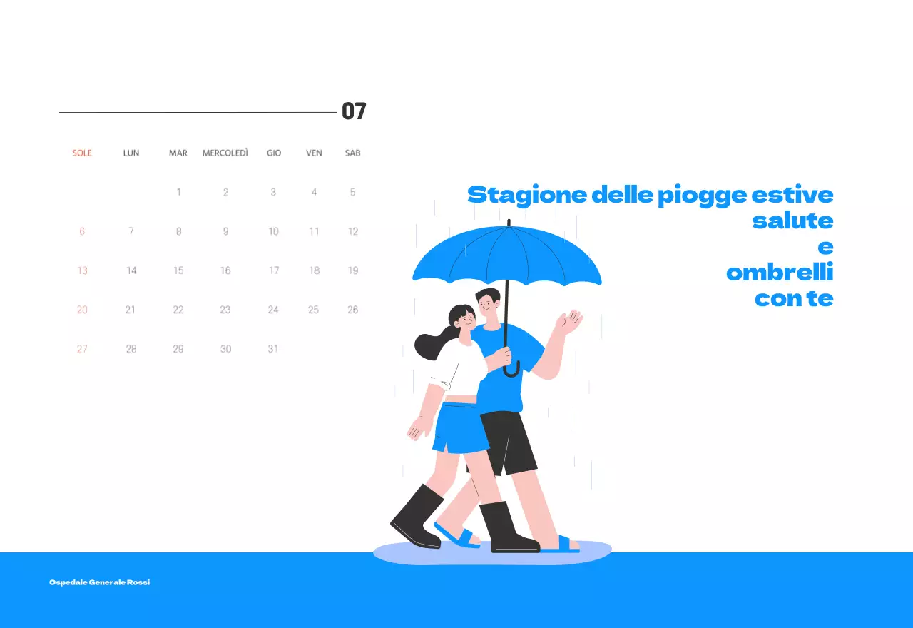 Un ospedale festivo con illustrazioni a tema salute e famiglia e accenti colorati