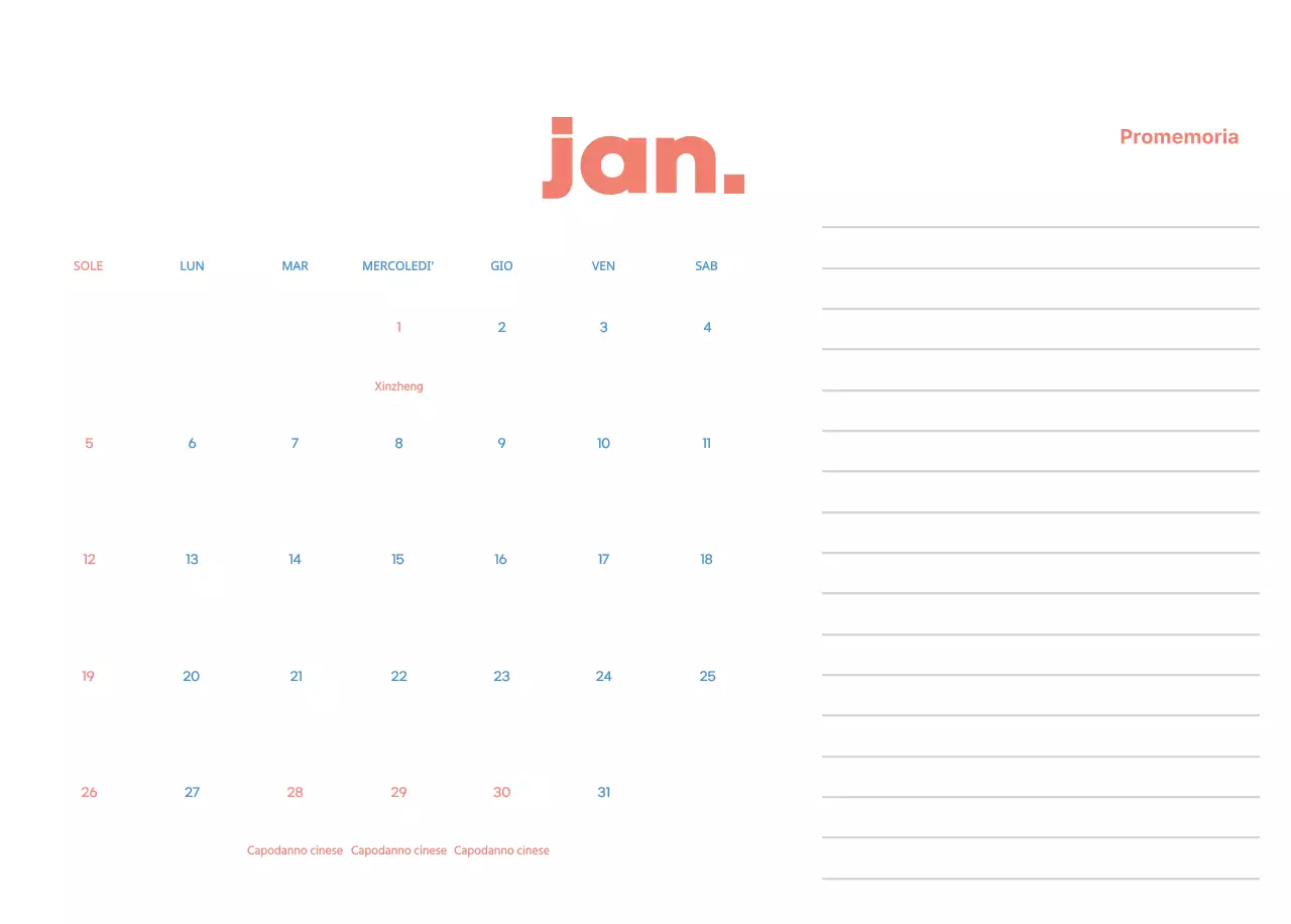 Calendario aziendale con simpatiche illustrazioni