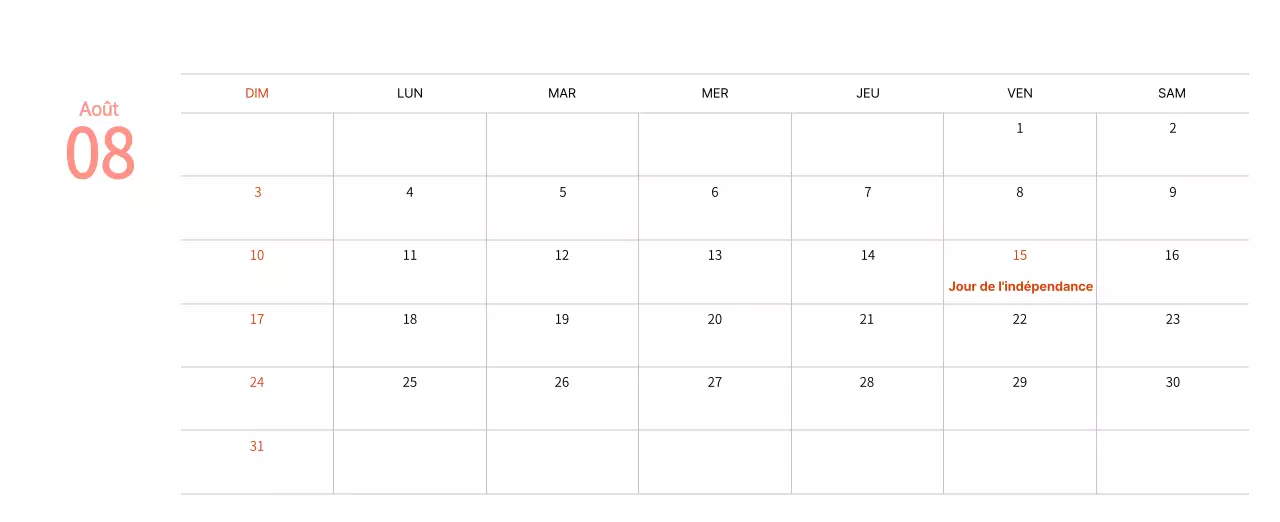 Calendrier du Nouvel An avec illustrations chaleureuses