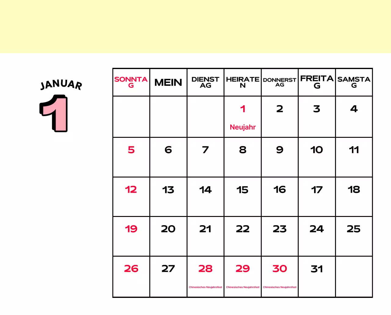 Bunte Kalender mit einer Vielzahl von Retro-Illustrationen