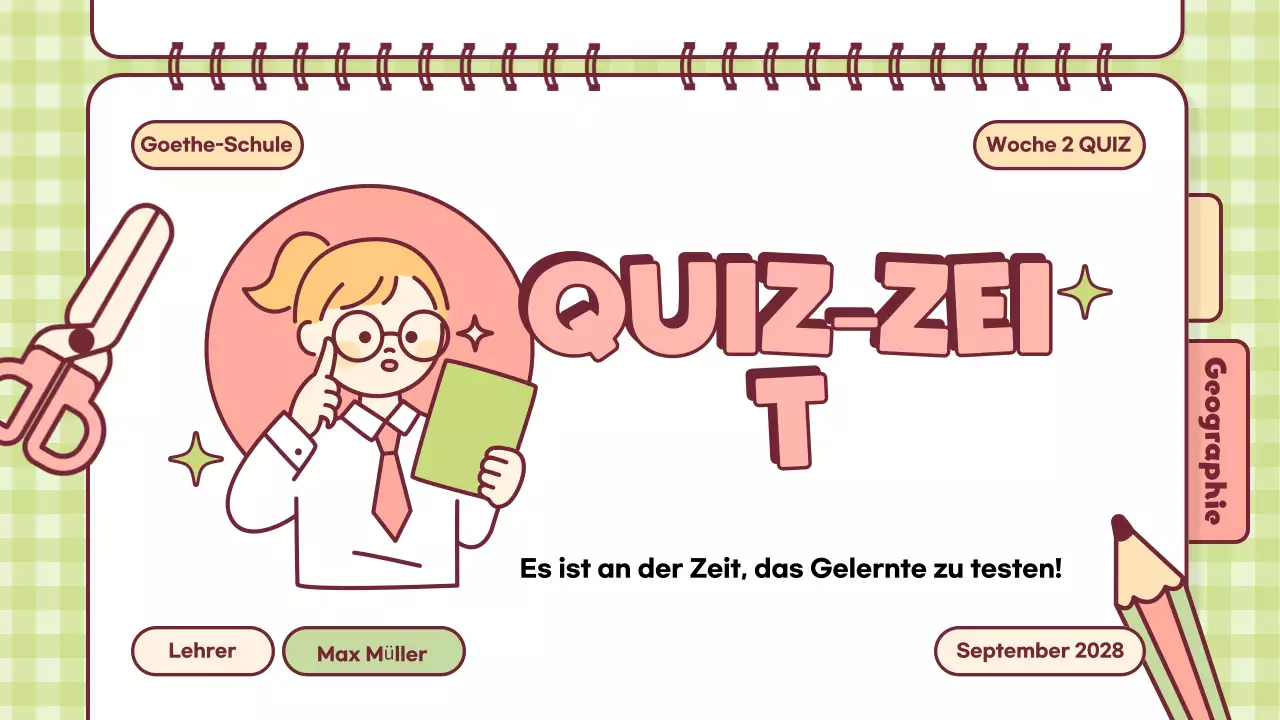 Pink Playful Quiz Time Klassenpräsentation