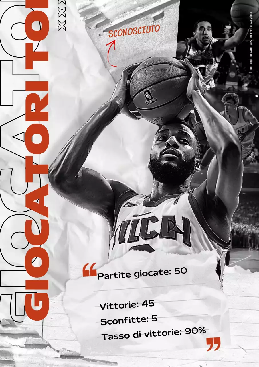 annuncio di basket in grassetto arancione