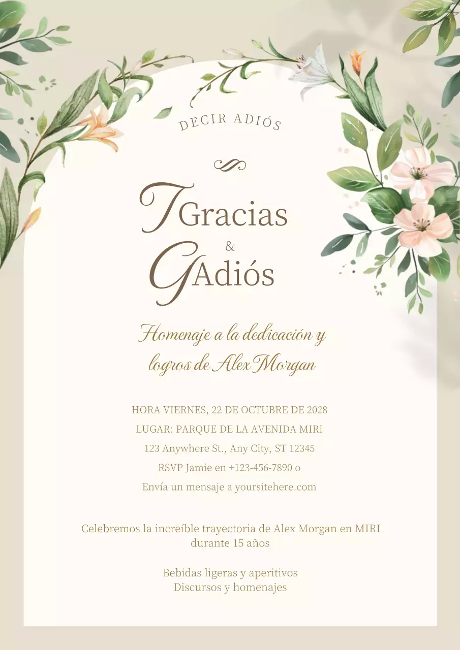 beige elegante invitación de despedida