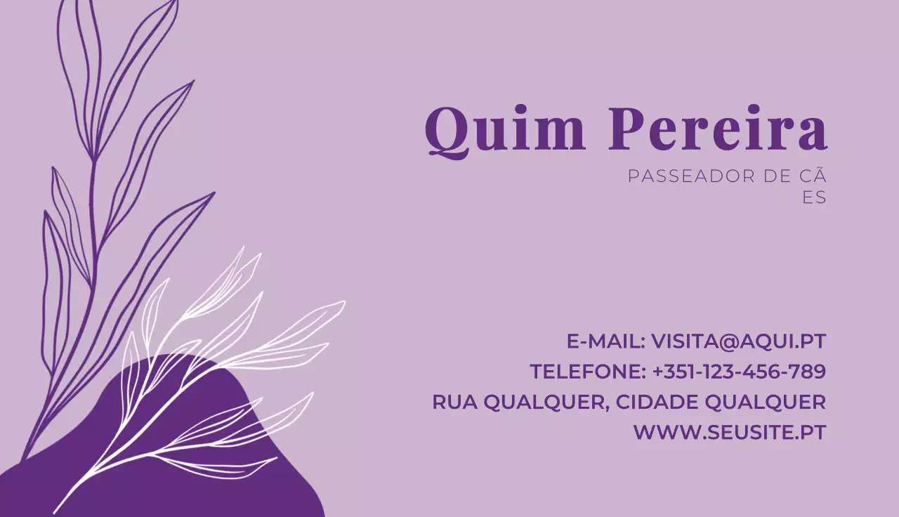 cartão de visita elegante roxo