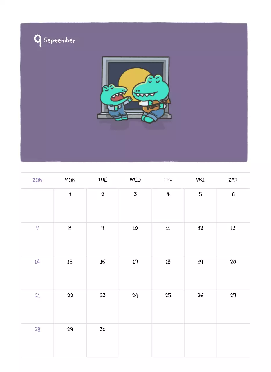 Een kalender met een schattig Ago-illustratieconcept
