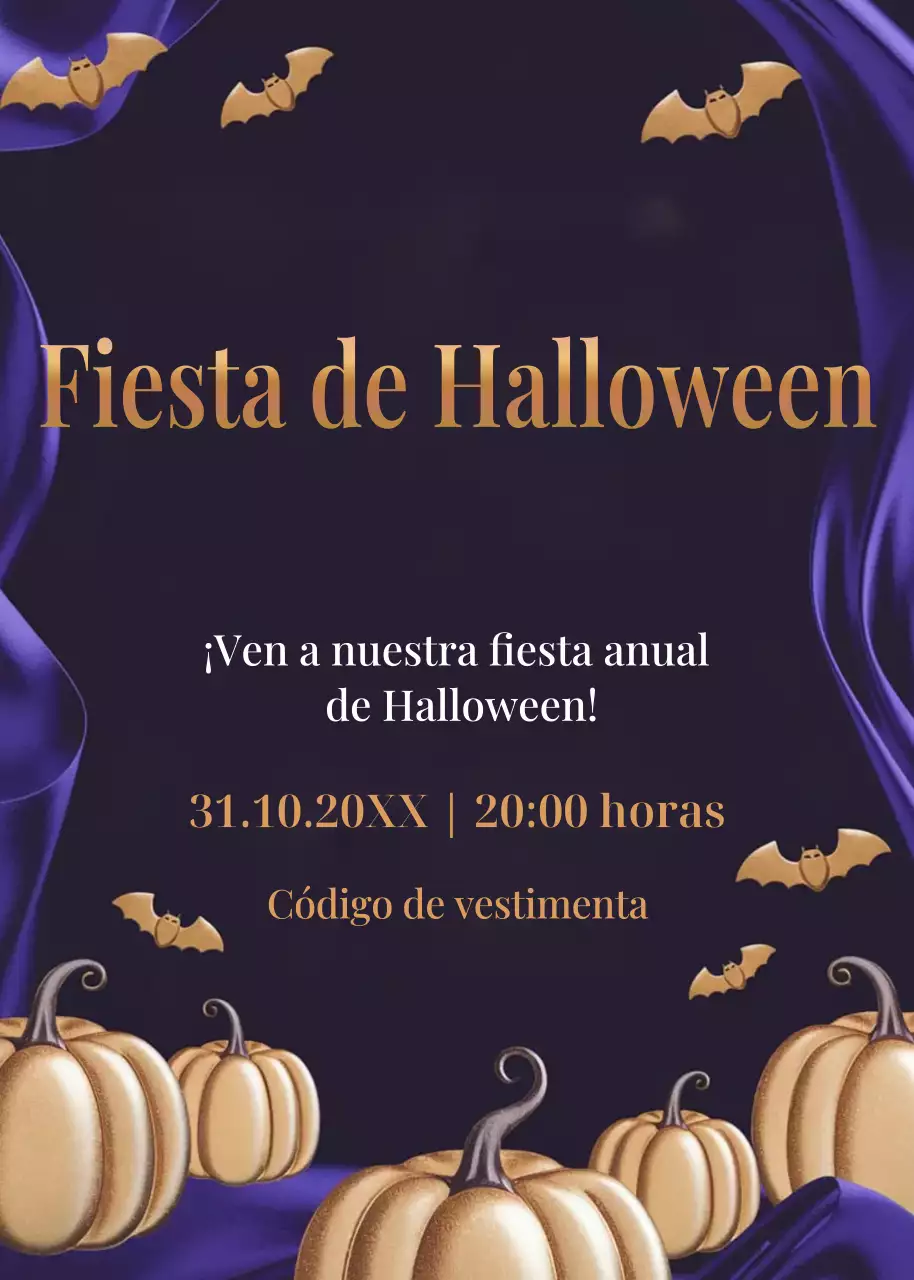 invitación gótica morada para Halloween
