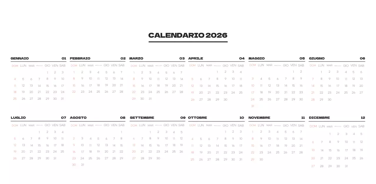 Calendario pulito con foto del cielo