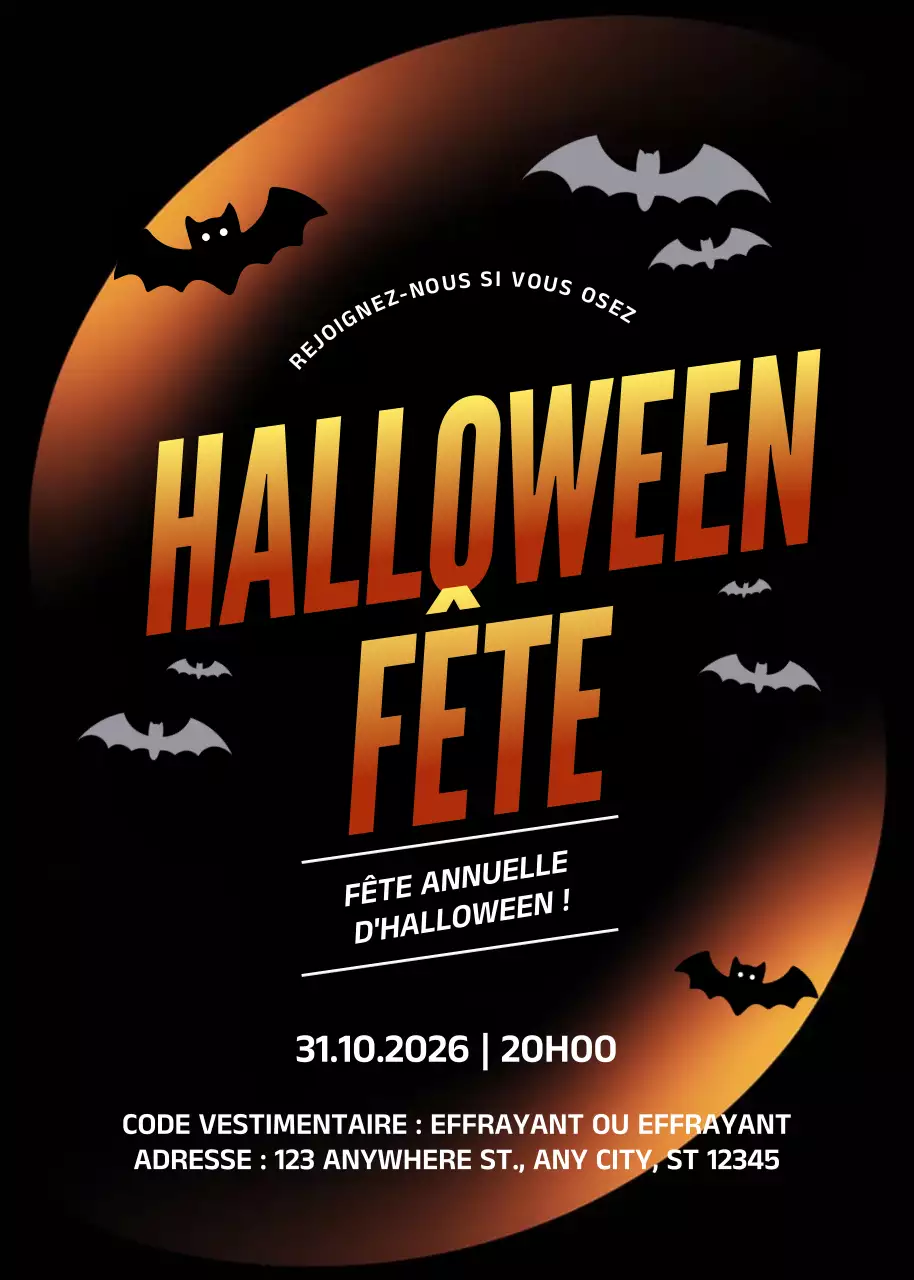 Invitation Halloween gothique orange