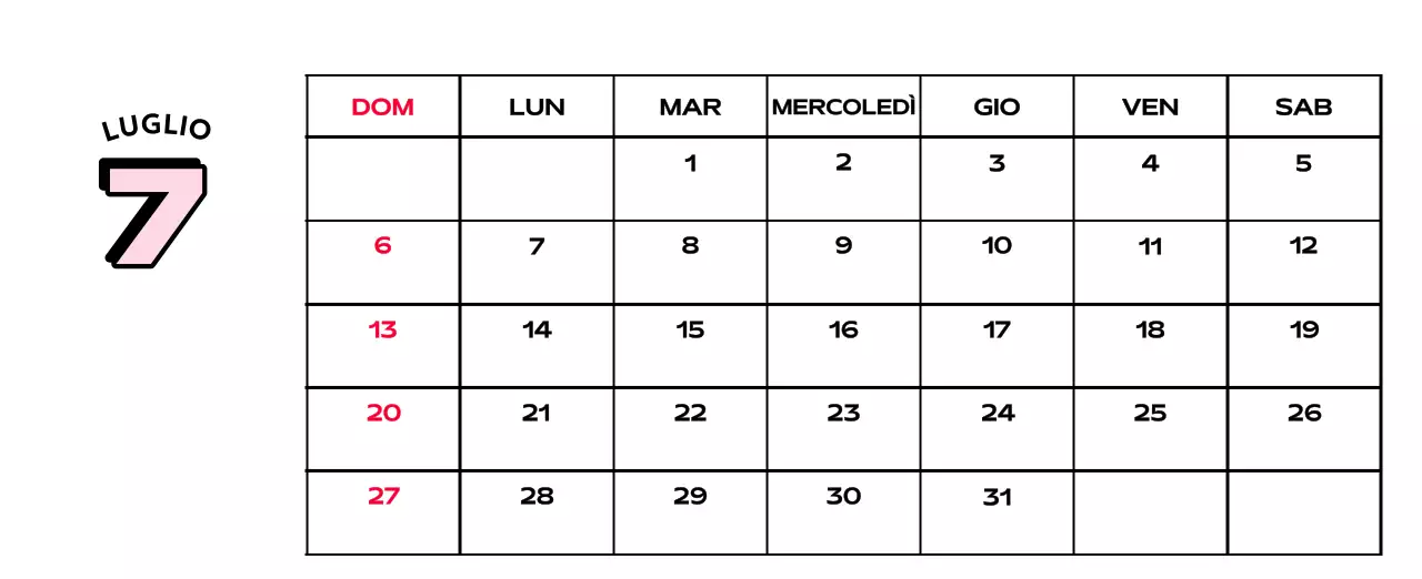 Calendari colorati con una varietà di illustrazioni retrò