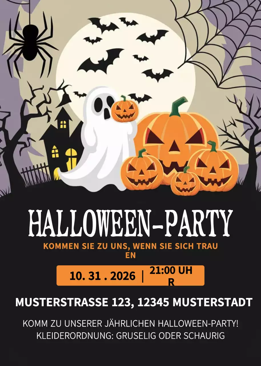 Schwarze S1pooky Halloween-Einladung