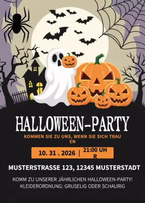Schwarze S1pooky Halloween-Einladung