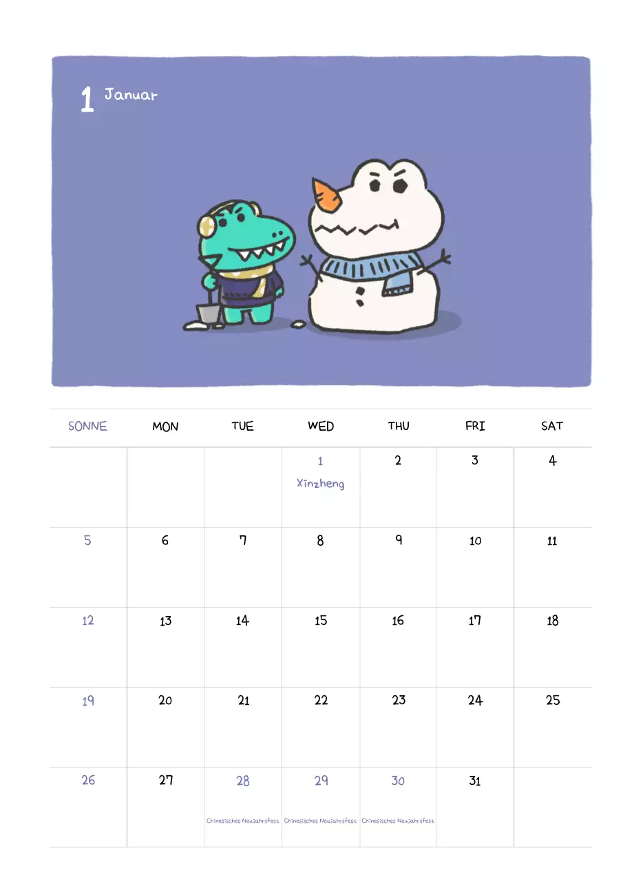 Ein Kalender mit einem niedlichen Ago-Illustrationskonzept