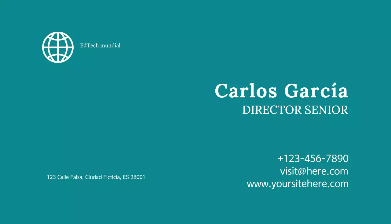 tarjeta de visita profesional verde azulado