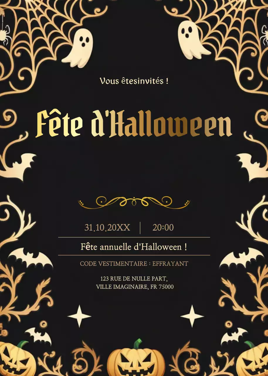 invitation gothique noire pour Halloween