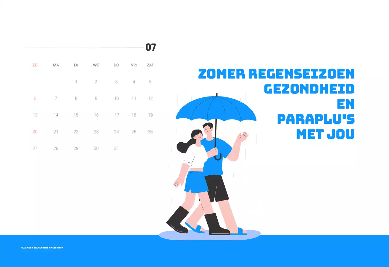 Een feestelijk ziekenhuis met illustraties met gezondheids- en gezinsthema's en kleurrijke accenten