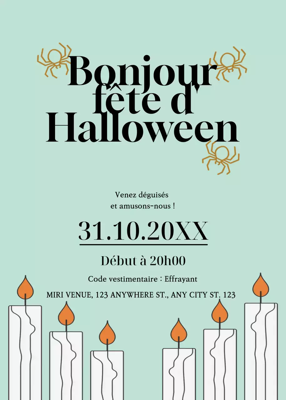 Invitation à la fête d'Halloween en noir menthe