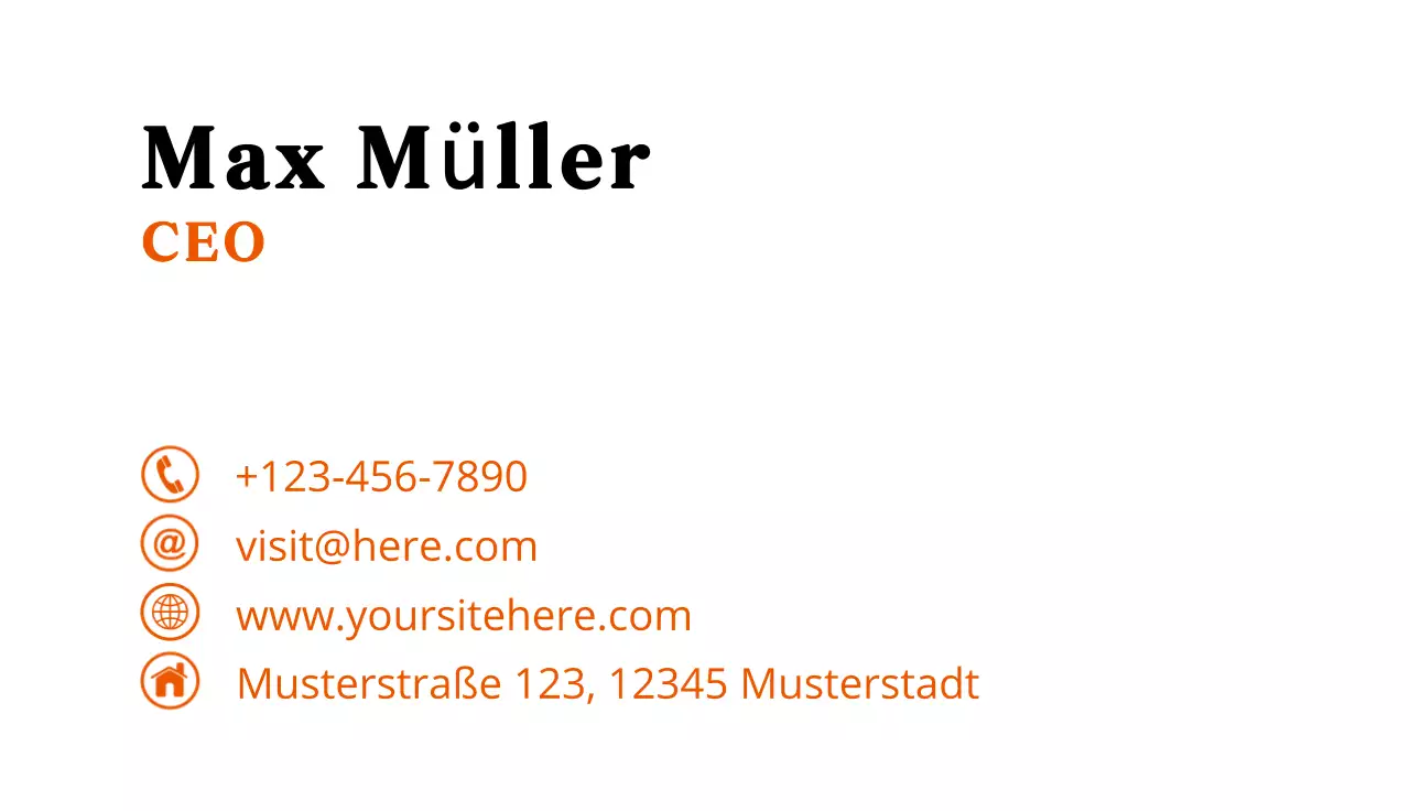 orangefarbene professionelle Visitenkarte