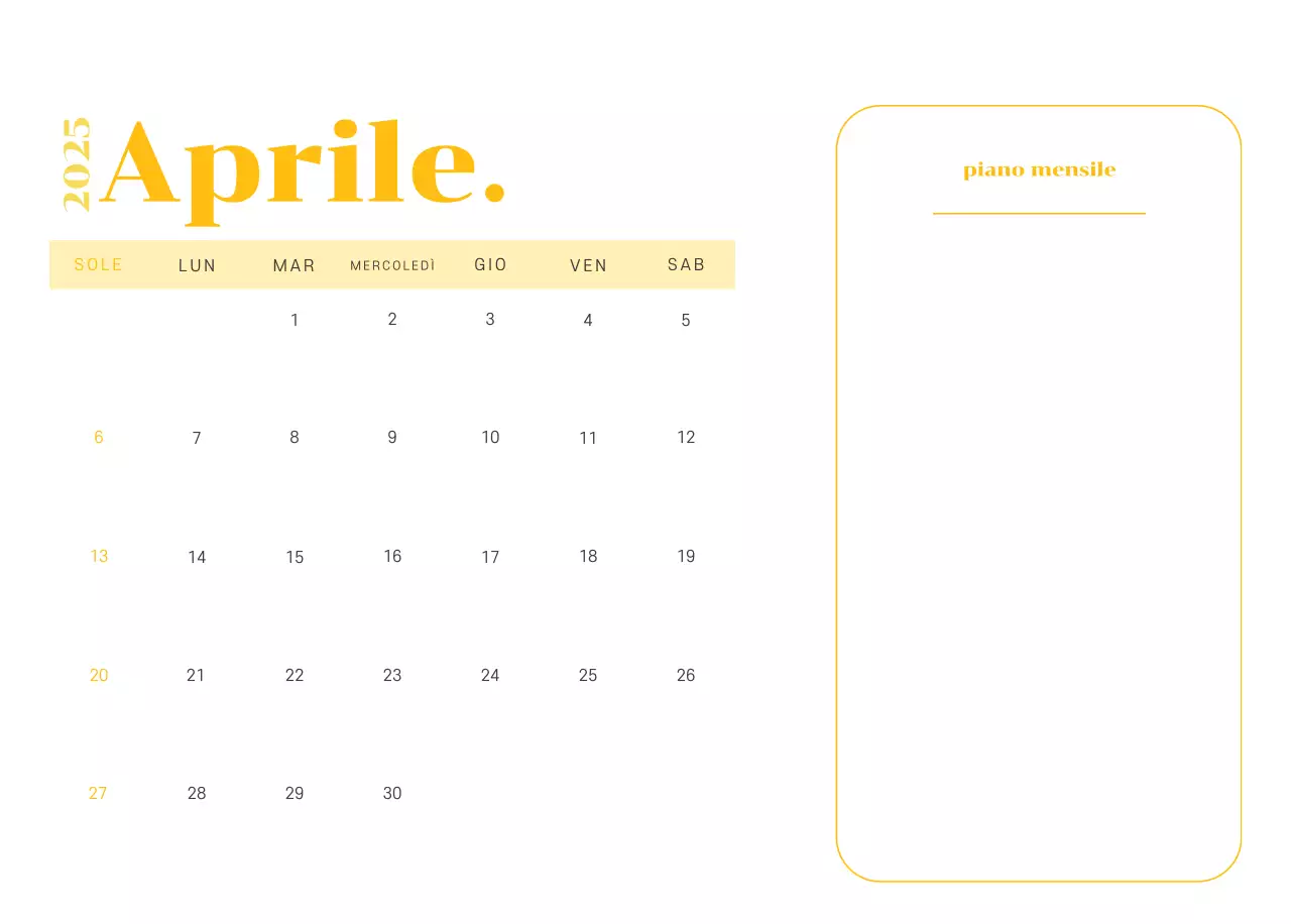 Calendario con illustrazioni giovanili su sfondo giallo-verde