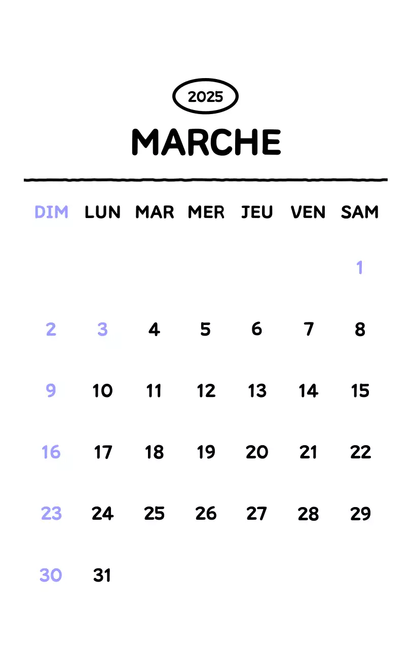 Calendrier illustré avec un joli style de lignes