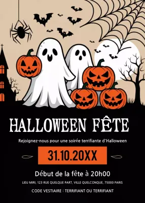 Invitation à la fête d'Halloween en noir et orange