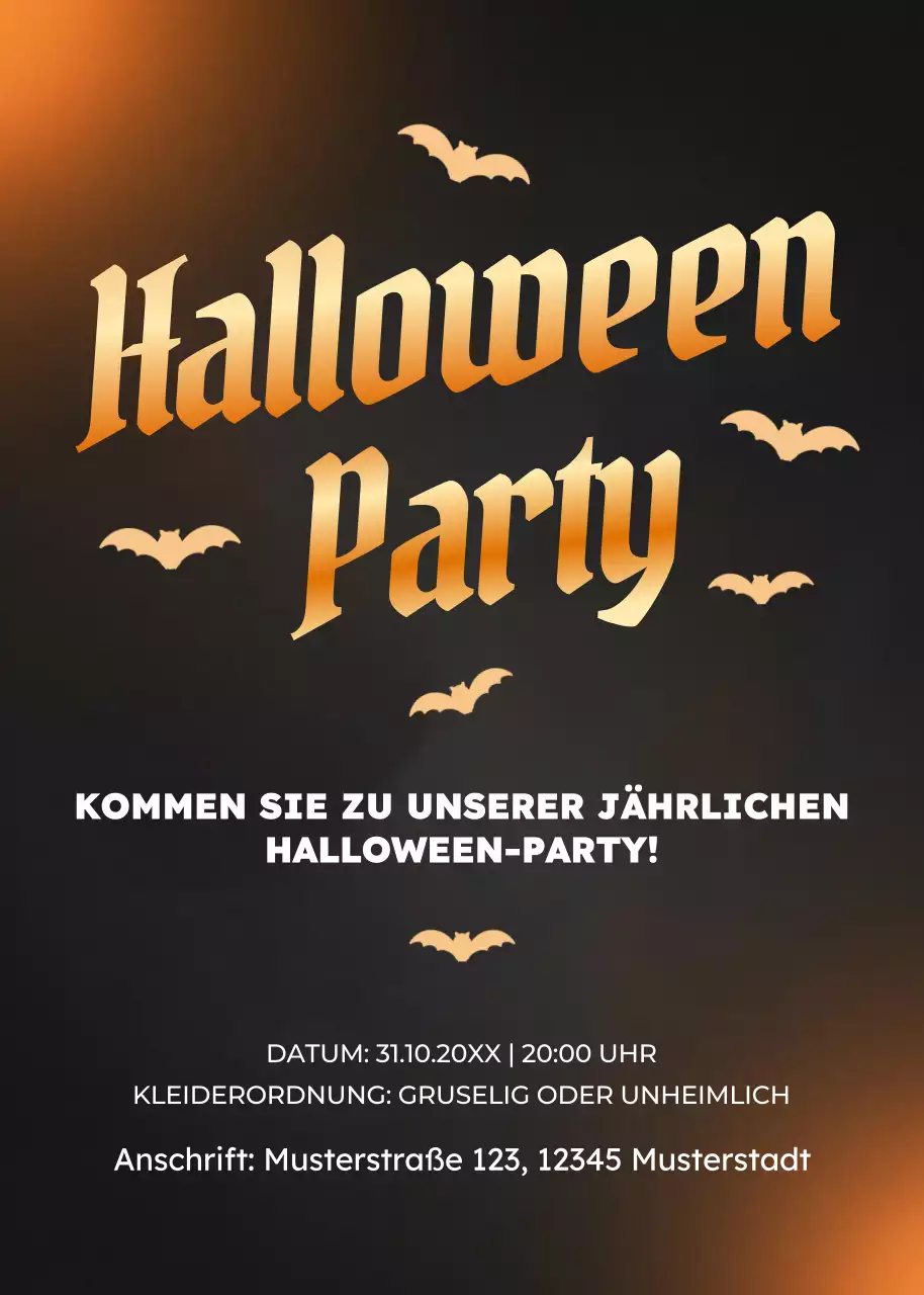 schwarze Gothic-Halloween-Einladung