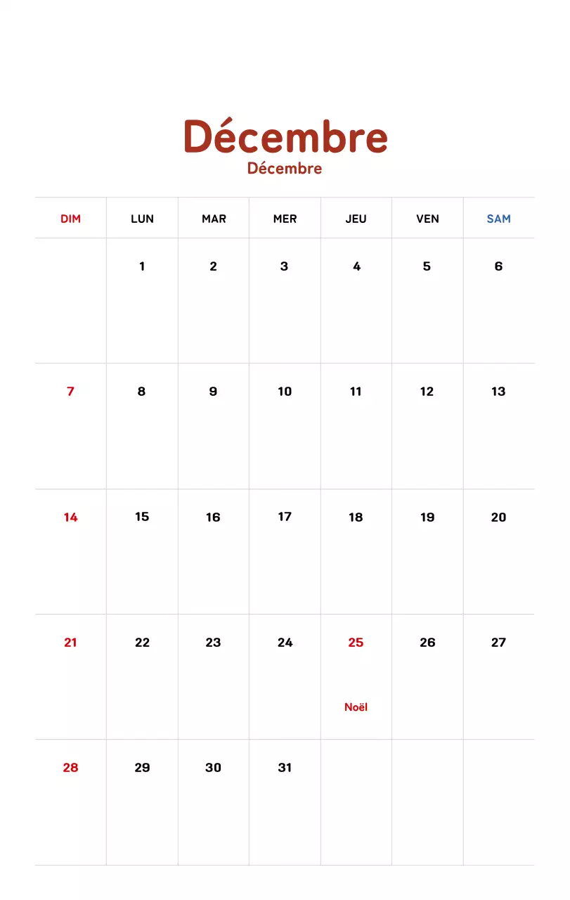 Calendrier du Nouvel An avec illustrations chaleureuses