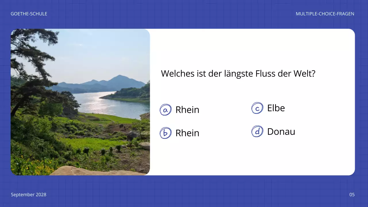 blaues spielerisches Quiz Ankündigung