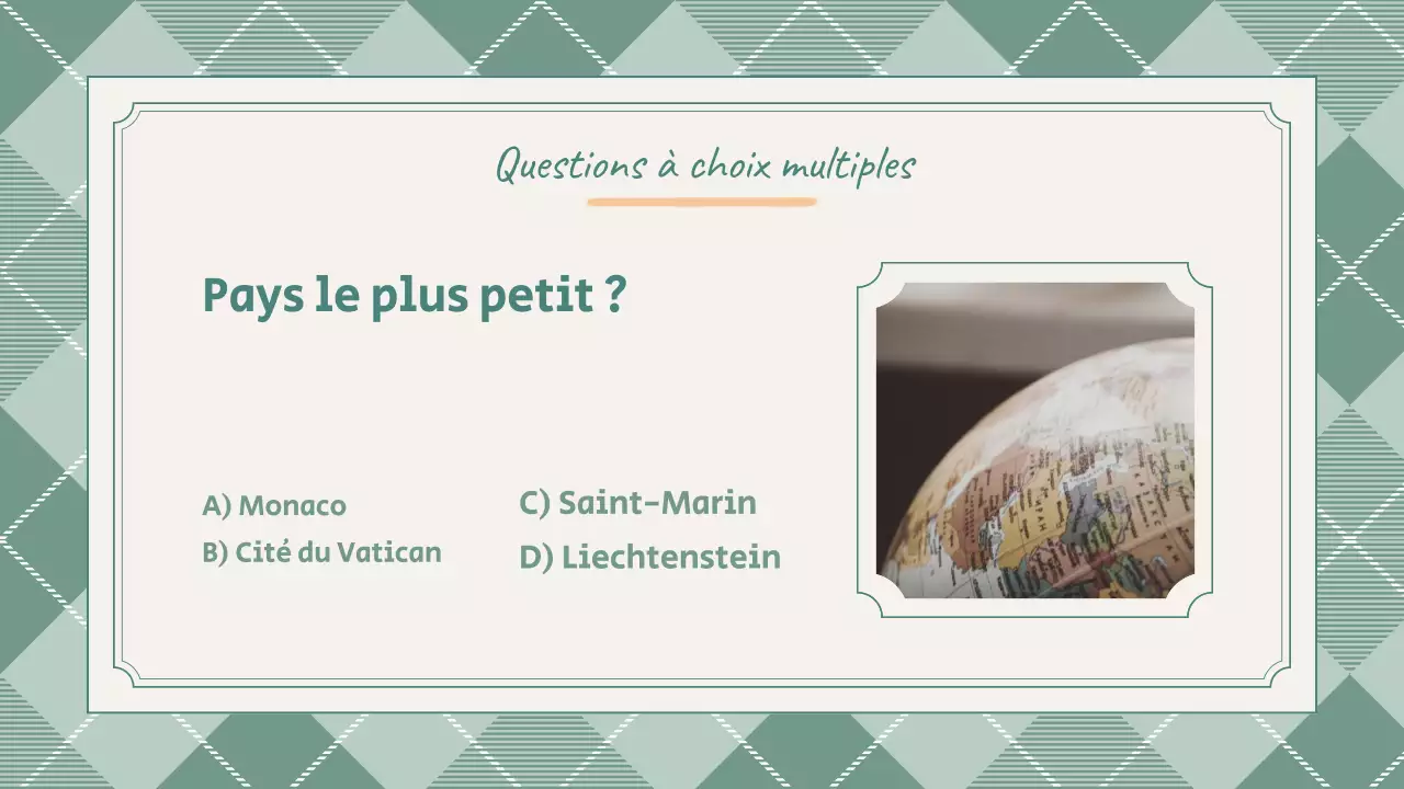 Présentation du Quiz de l'école Preppy Cute Green