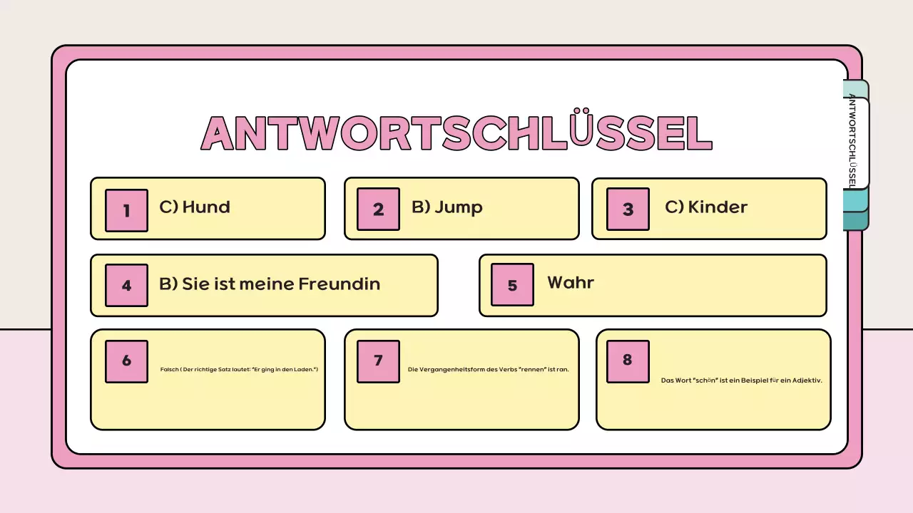 rosa verspieltes Quiz Lernmaterial