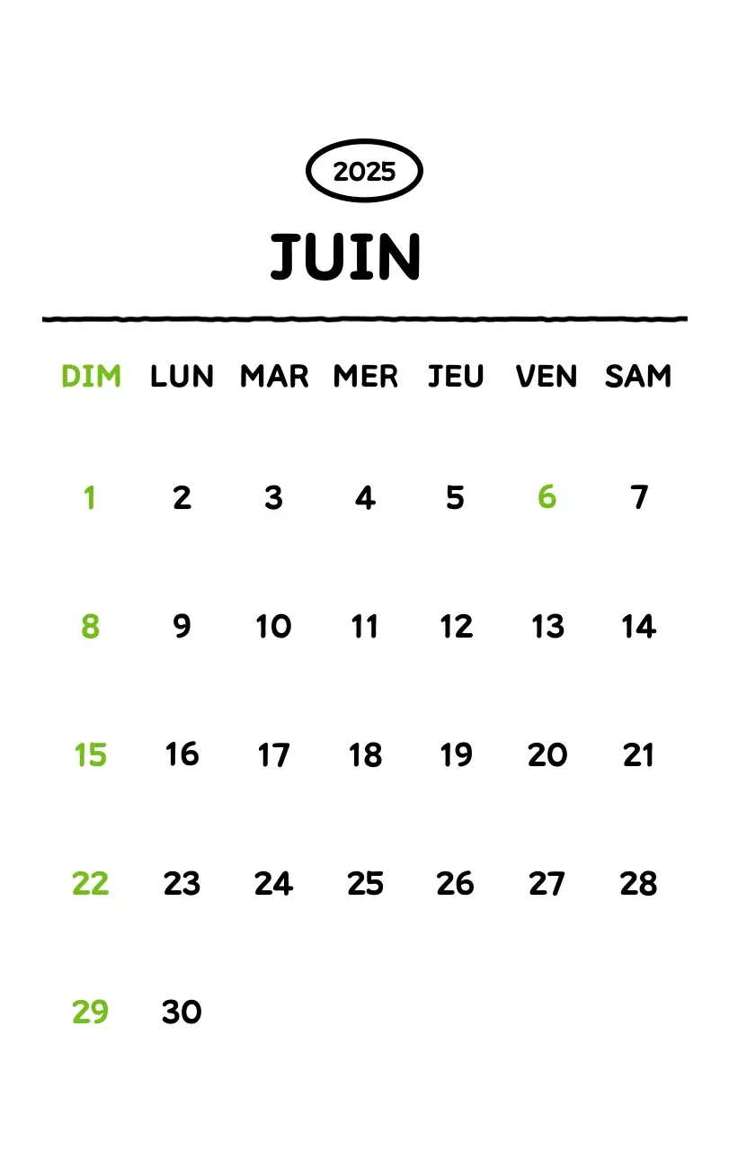 Calendrier illustré avec un joli style de lignes