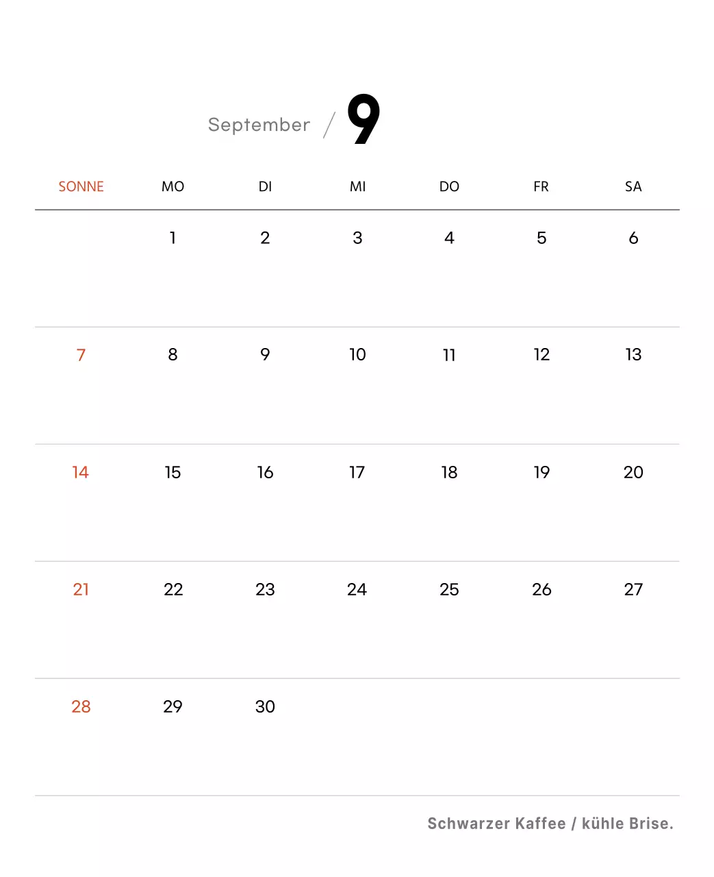 Einfacher Kaffee-Foto-Tischkalender für Cafés in Weißtönen