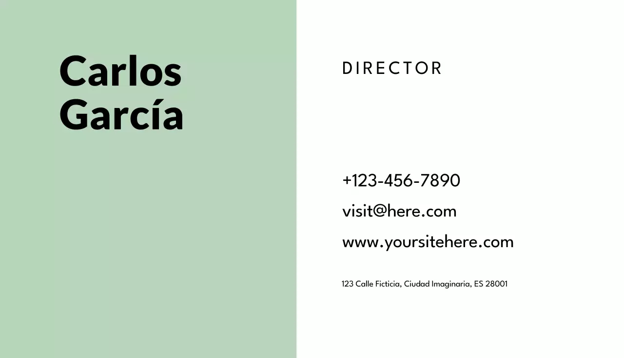 tarjeta de visita minimalista mint