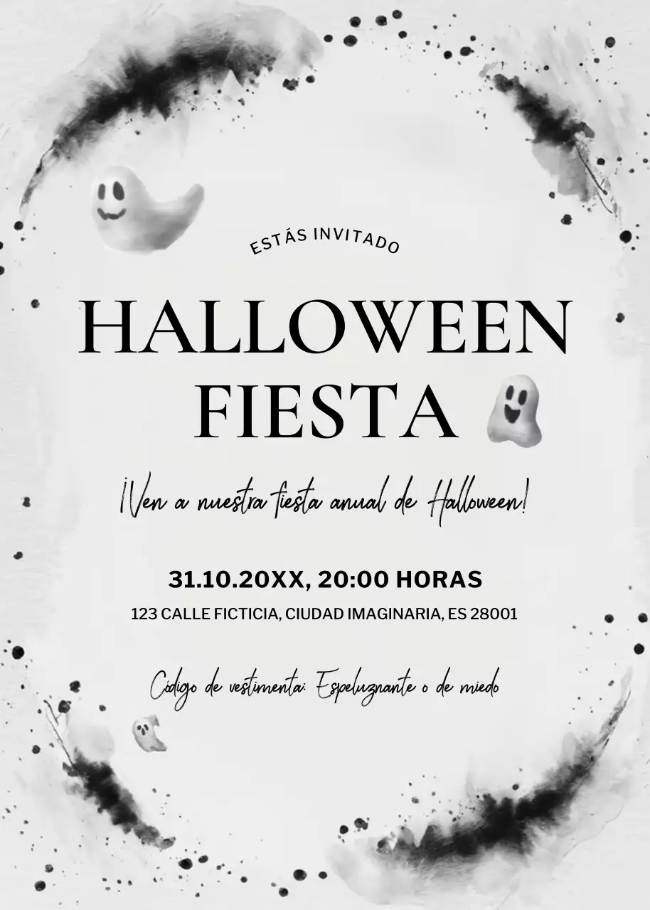 invitación minimalista negra de Halloween