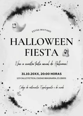 invitación minimalista negra de Halloween