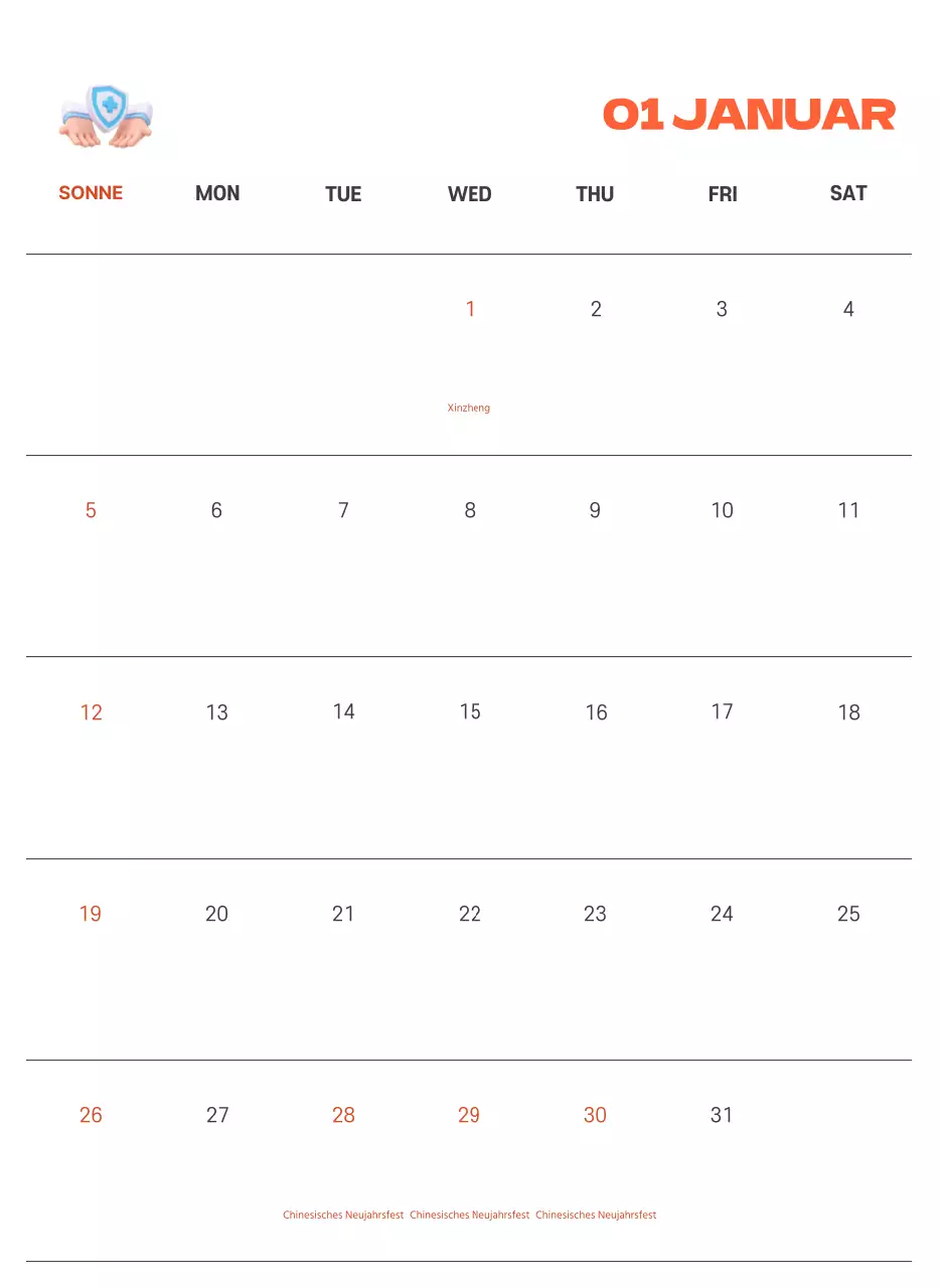 Ein festliches Krankenhaus mit Illustrationen zum Thema Gesundheit und Familie und farbenfrohen Akzenten